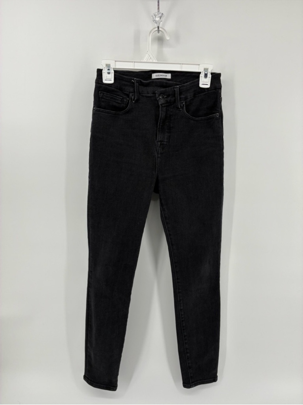 Good American Criss Cross Waist Women's Black Skinny Jeans